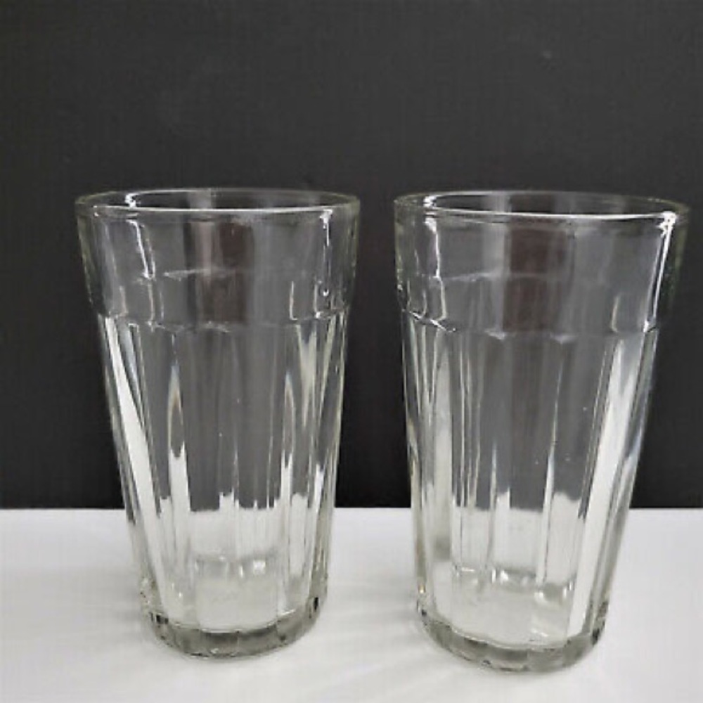 Set off 6/ Totally Today Straight Paneled Round Clear 10 oz Drinking Glasses